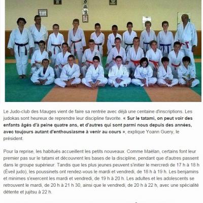 Judo Club des Mauges dans Ouest France 